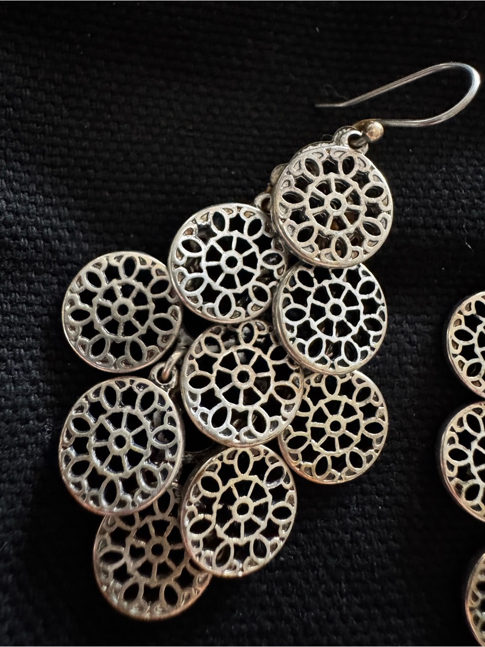 Lucky Brand Silver-Tone Filigree Cluster Dangle Earrings - Picture 6 of 7